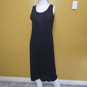 Vintage 80s Brenda French Black Sweater Tank Midi Dress L Made in USA Goth
